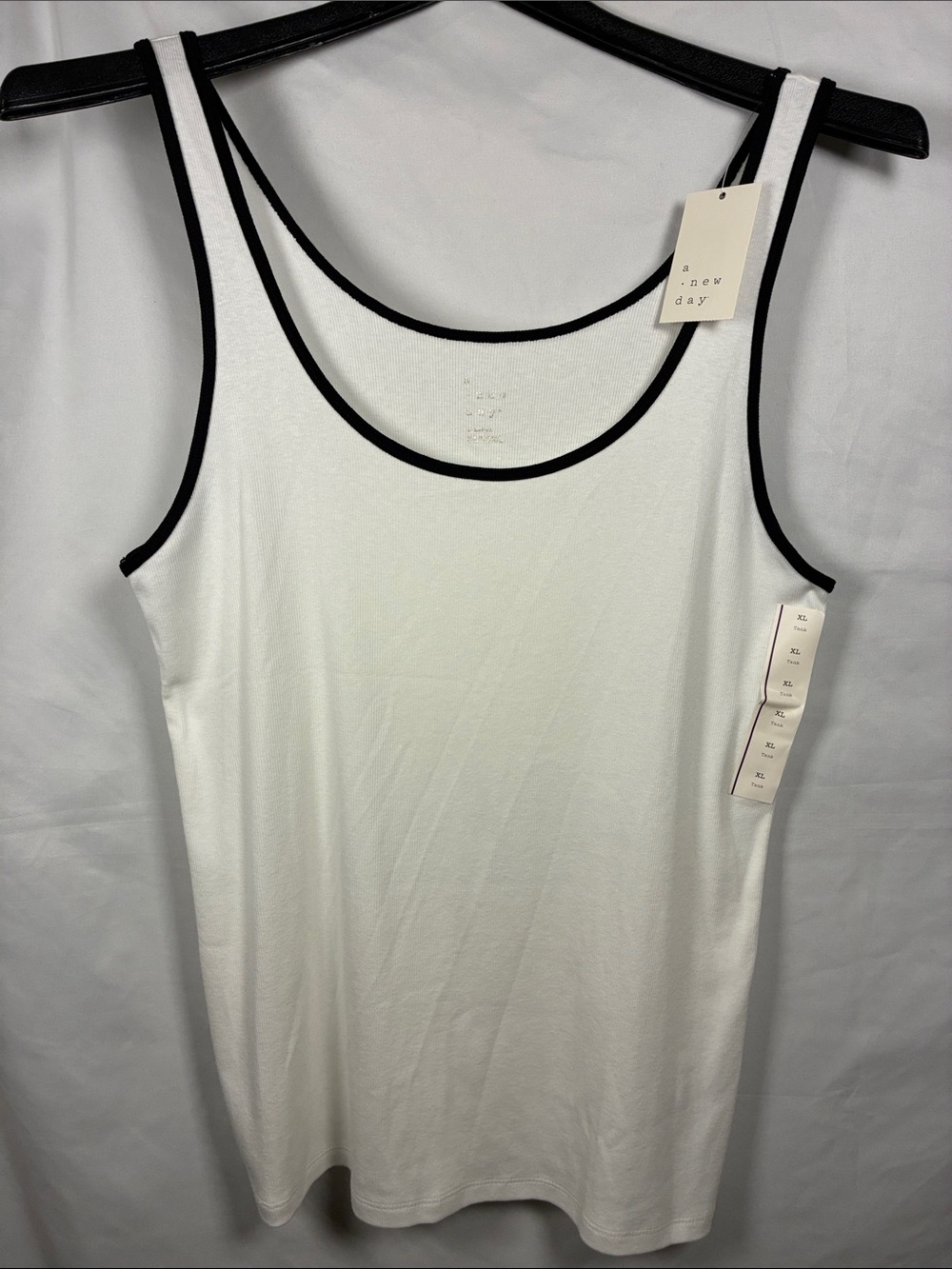 a new day White Tank with Black Trim - Women's Sleeveless Top Size XL